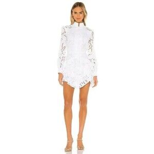 NEW SAU LEE Rebecca Mini Dress White Long Sleeve US SIZE 8 Event Party Cotton